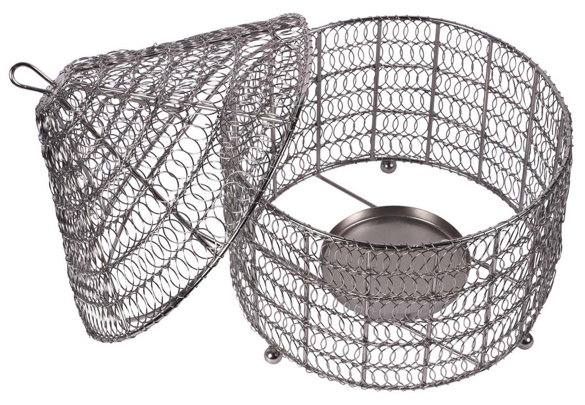 11” Caged Hanging Tea-Light Holder / Candle Stand in Metal Mesh - Silver Color - Antique-Look Home Decor - Buy in Bulk Wholesale